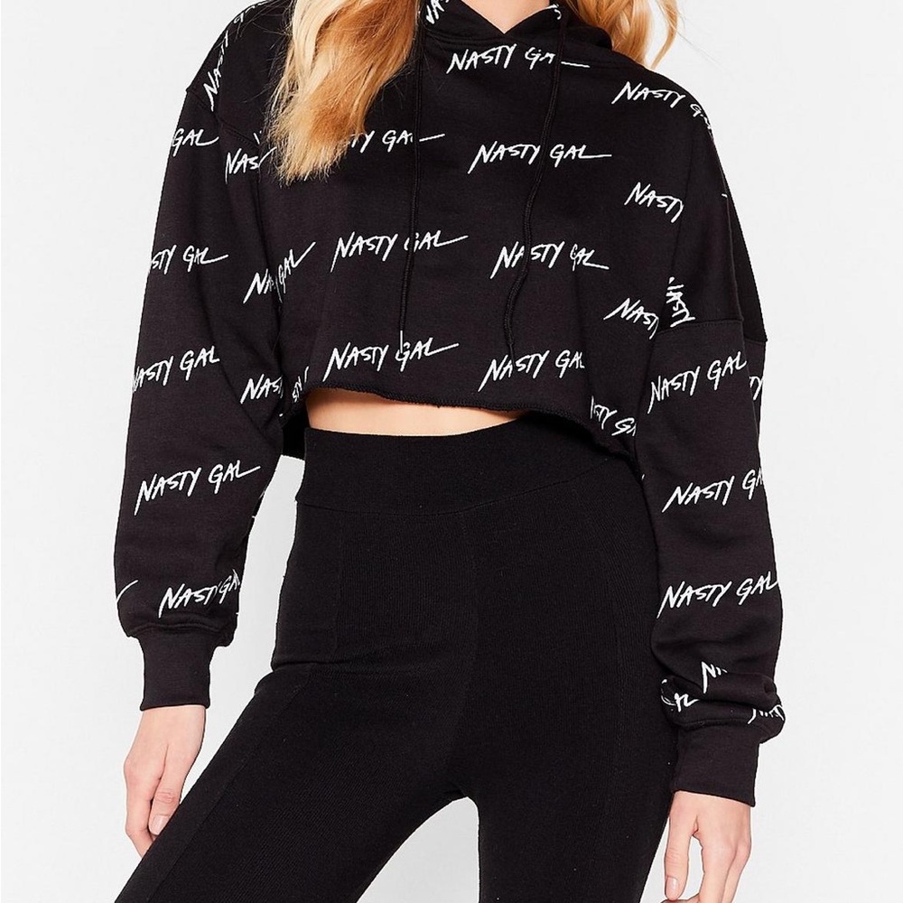 Nasty Gal Black Cropped Hoodie